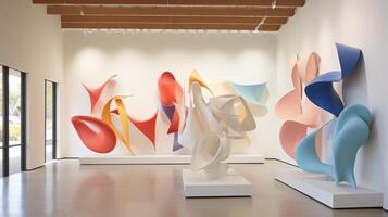 AI generated A modern art installation with abstract forms. Generative AI photo