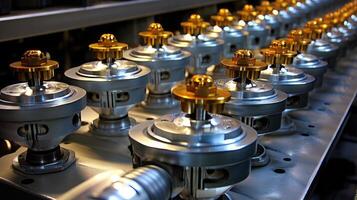 AI generated Nuclear fuel rod assembly process. Generative AI photo