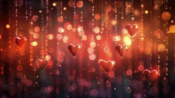 AI generated Two Hearts on Shiny Surface photo