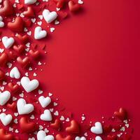 AI generated Red and White Hearts on Red Background photo