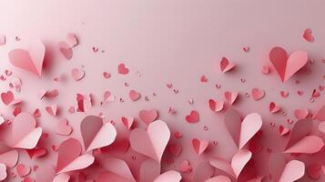 AI generated Pink Background With Hearts photo