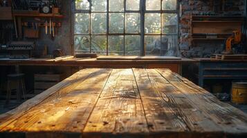 AI generated Wooden Table Among Many Drawers photo