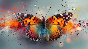 AI generated Vibrant Butterfly Painting on Wall photo