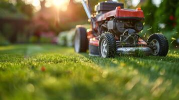 AI generated Lawn Mower in Yard photo