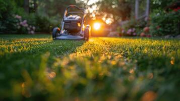 AI generated Lawn Mower in Yard photo