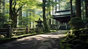 AI generated A serene zen temple nestled in a quiet forest. Generative AI photo