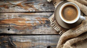 AI generated Coffee Cup on Wooden Table photo