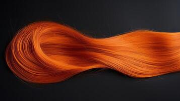 AI generated Single fiery orange hair strand on plain surface. Generative AI photo