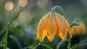 AI generated Vibrant Yellow Flower With Water Droplets photo