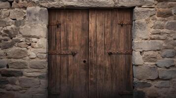 AI generated A textured, aged wooden door with character. Generative AI photo