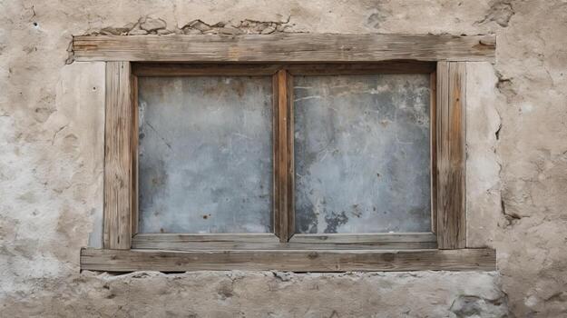 AI generated A textured, aged wooden window frame with character. Generative AI photo