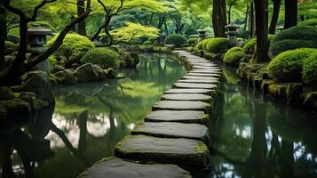 AI generated A tranquil zen path leading to a place of deep reflection. Generative AI photo