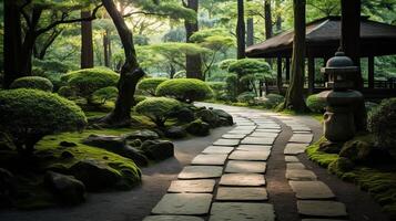 AI generated A tranquil zen path leading to a place of serenity and contemplatio. Generative AI photo