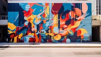 AI generated Abstract artwork on a city street. Generative AI photo