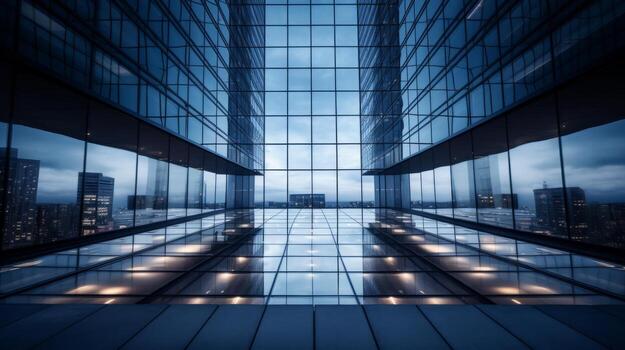 AI generated Architectural beauty in a modern skyscraper. Generative AI photo