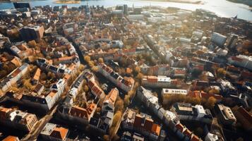 AI generated Aerial view of a thematic cityscape. Generative AI photo