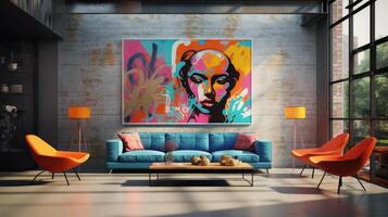 AI generated Artistic decor in a trendy urban space. Generative AI photo