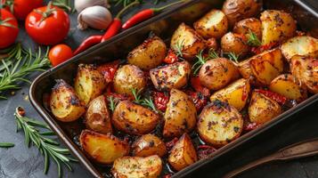 AI generated Casserole Dish With Potatoes and Herbs photo