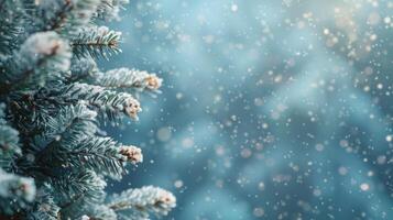 AI generated Close-Up of Snow-Covered Pine Tree photo