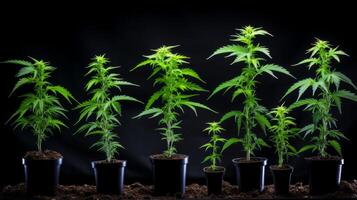 AI generated Cannabis plant in various growth stages. Generative AI photo