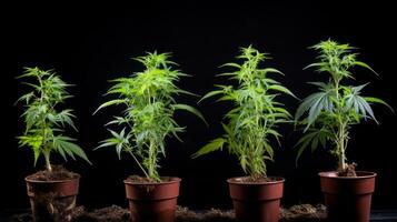 AI generated Cannabis plant in various growth stages. Generative AI photo