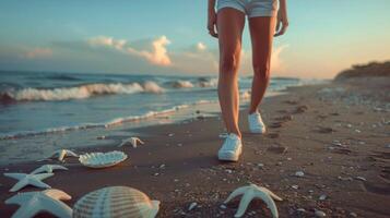 AI generated Woman Walking on Beach photo