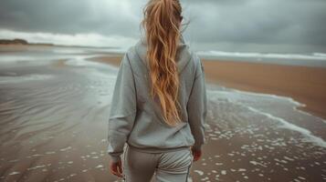 AI generated Woman Walking on Beach photo