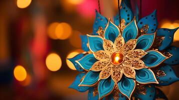 AI generated Closeup of a decorative diwali lantern. Generative AI photo