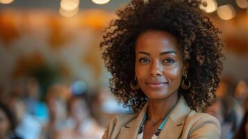 AI generated Smiling Woman With Curly Hair photo