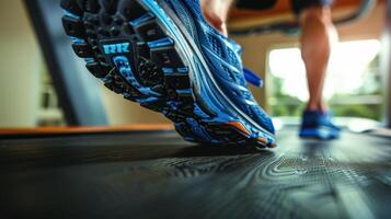 AI generated Close-Up of Person Running on Treadmill photo