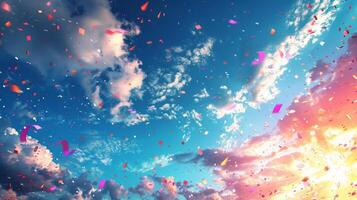 AI generated Vibrant Confetti Filling the Sky photo