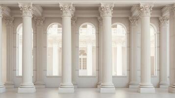 AI generated Decorative columns in a neoclassical structure. Generative AI photo