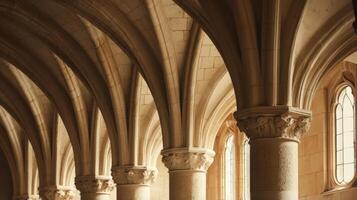 ai generado decorativo arcos en un histórico catedral. generativo ai foto