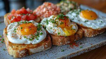 AI generated Close Up of Breakfast Plate With Eggs photo