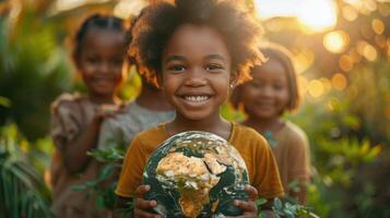 ai generado niños participación globo foto