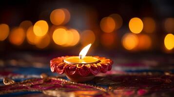 AI generated Diwali diya illuminating a sacred space. Generative AI photo