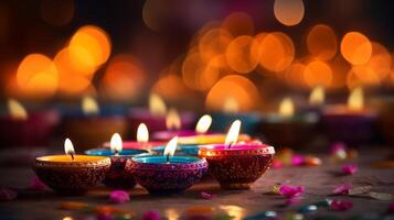 ai generado diwali festival con un animado y vistoso ambiente generativo ai foto