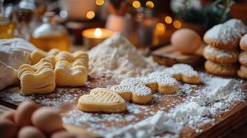 ai generado clasificado galletas desplegado en un mesa foto