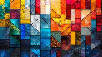 AI generated Vibrant Multicolored Glass Wall photo