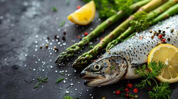 AI generated Fish and Vegetables With Lemons and Spices photo