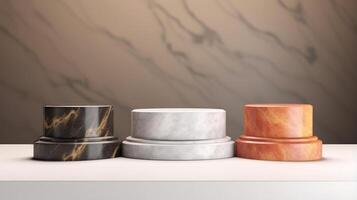 AI generated Elegant marble 3d podiums. Generative AI photo