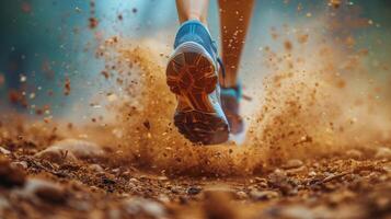 AI generated Man Running on Rocky Trail photo