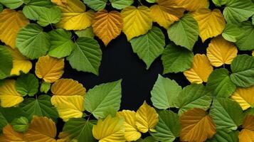 AI generated Leaves arranged in a decorative pattern. Generative AI photo