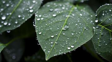 AI generated Leaves with dew on a spiderweb. Generative AI photo