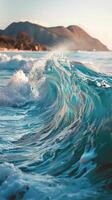 AI generated Majestic Ocean Wave and Mountain Landscape photo