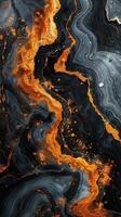 AI generated Black and Orange Marble Background photo