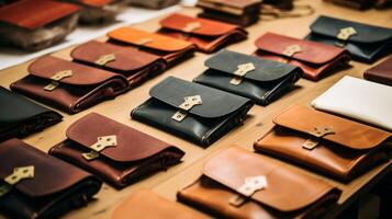 AI generated Meticulous handcrafted leather goods by a skilled artisan. Generative AI photo