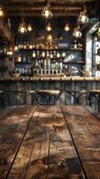 AI generated Wooden Table Top at the Bar photo