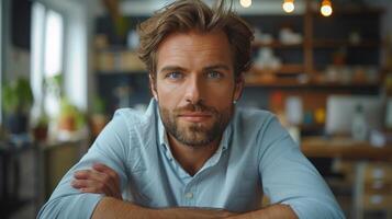 AI generated Man With Glasses Standing by Server photo
