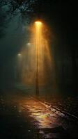 AI generated Street Light Illuminating Foggy Night photo